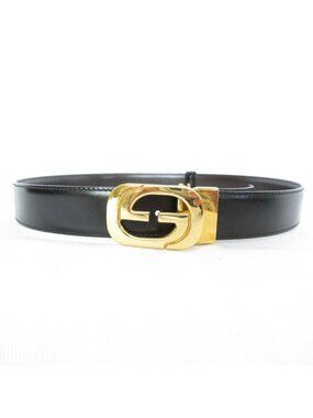 Gucci GG Logo Buckle Reversible Belt Black Brown